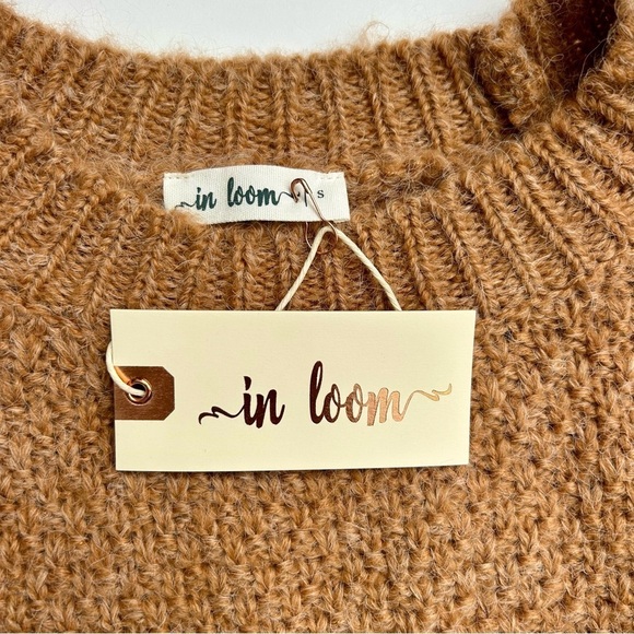In Loom Tan Camel Brown Chunky Cable Knit Wool Sweater Size S NWT - Picture 12 of 16